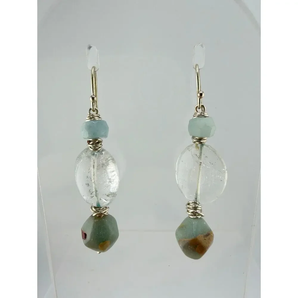 Handmade Green Jasper and Clear Quartz Statement Necklace and Earring Set